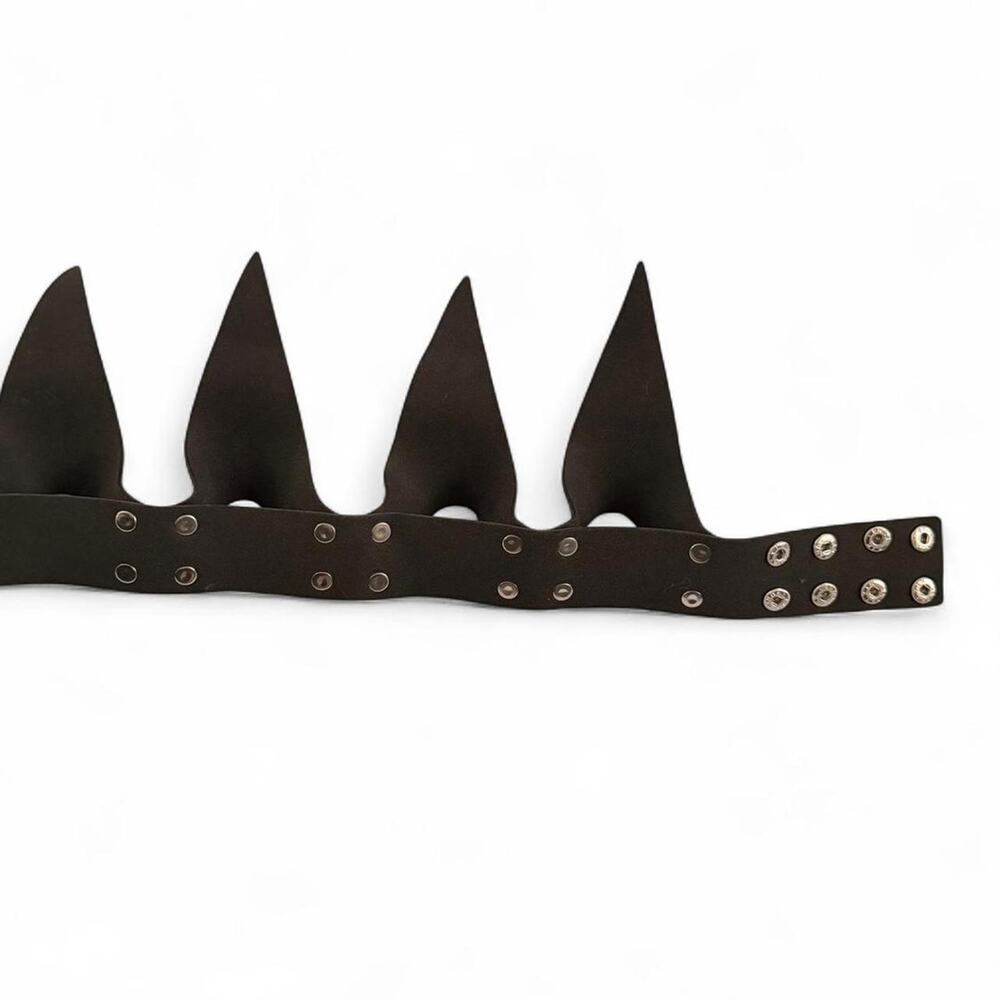 Posh! Spike Black Faux Leather Vegan Crown Silver Rivets Glam Goth Rave Festival - Picture 4 of 7